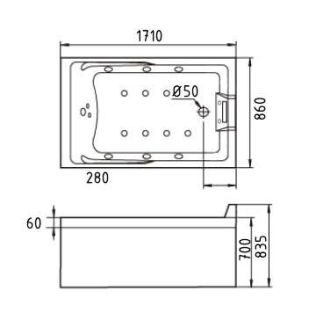 Акриловая ванна Gemy G9066 II K R 171x86x83
